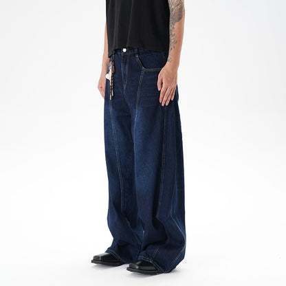 Washed Distressed Wide Leg Machete Jeans
