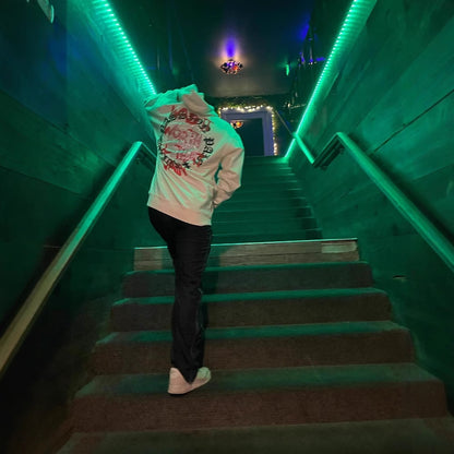 Printed Skull Hot Rhinestone Loose Hooded Sweatshirt