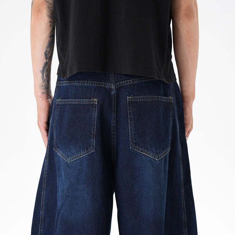 Washed Distressed Wide Leg Machete Jeans